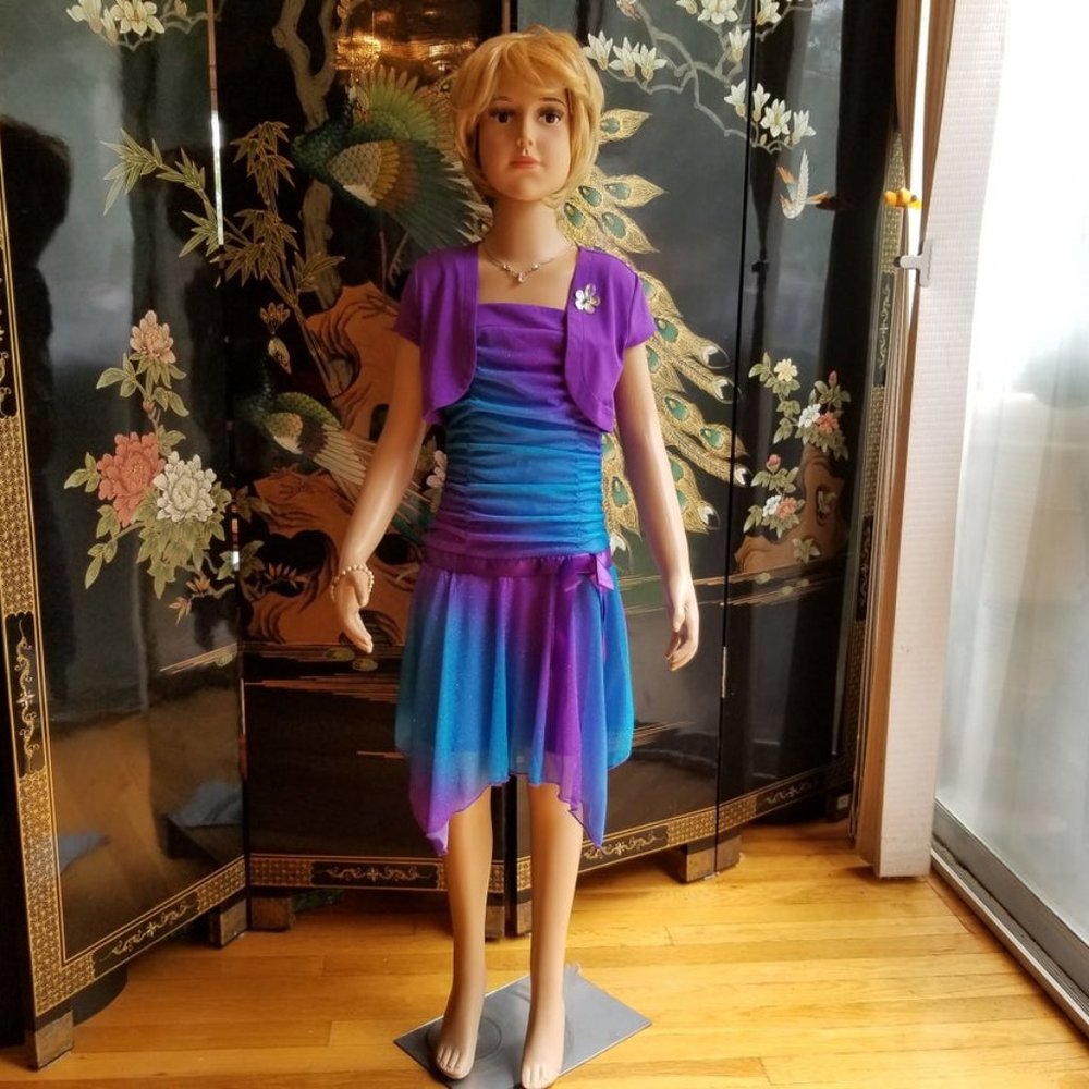 By By Girl Size 7 Blue Purple Glittered Dress